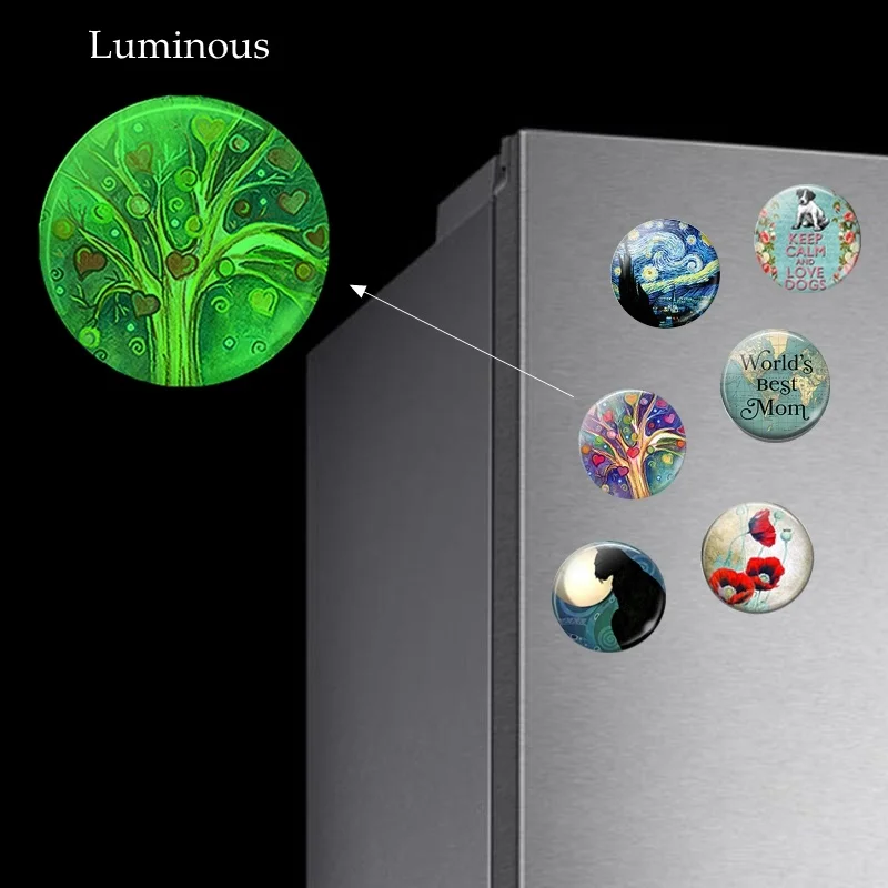 

30 MM Crystal Glass Luminous Cartoon Beijing Opera Characters Cute Magnets for Refrigerator for Home Decor Fun Chinese Souvenirs