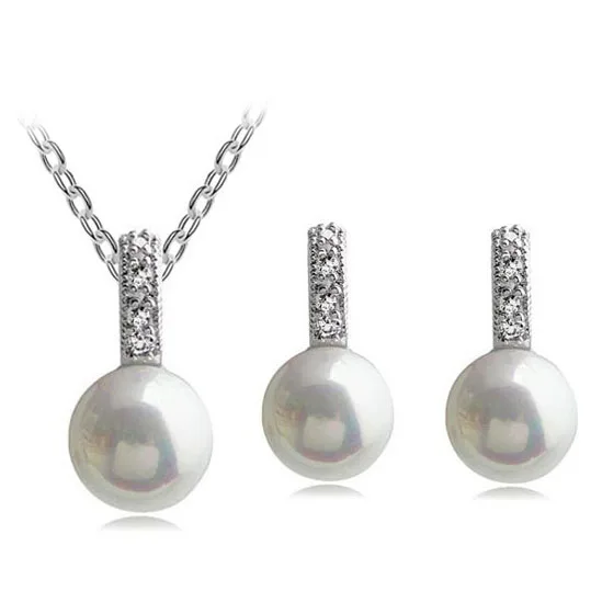 Ожерелье и серьги с круглым жемчугом|necklace earrings jewelry set|fashion setjewelry sets |