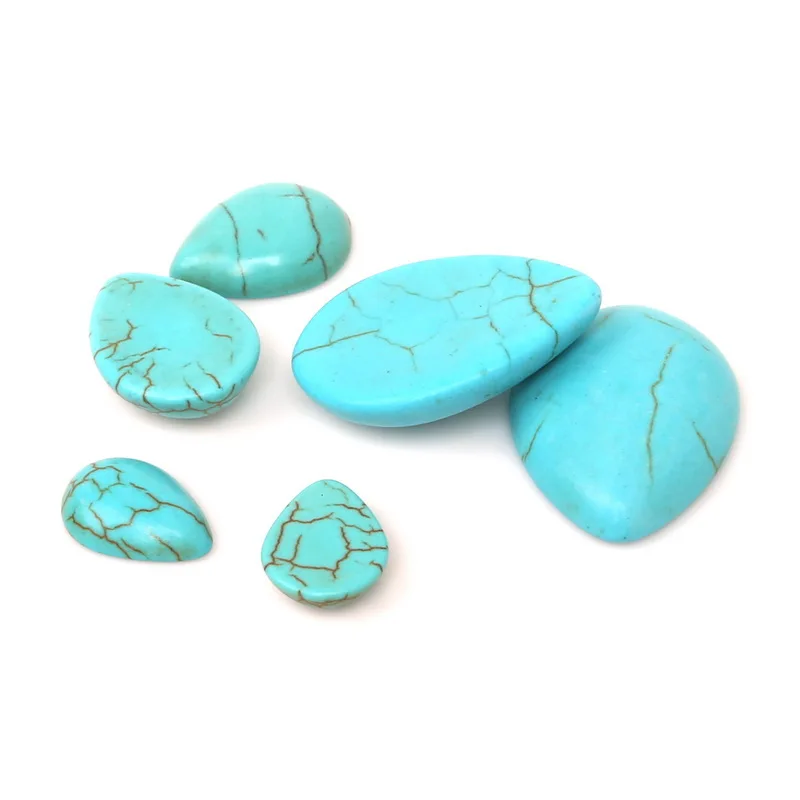 Синтетический синий цвет капли воды Половина кабошон с плоской задней