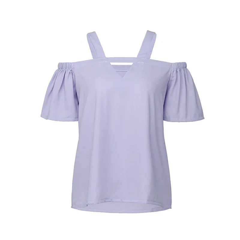 

Fashion Women Clothing Shirt Ladies Tops Plus Size V-neck Strapless Loose Type Three Quarter Summer Female Casual Clothing