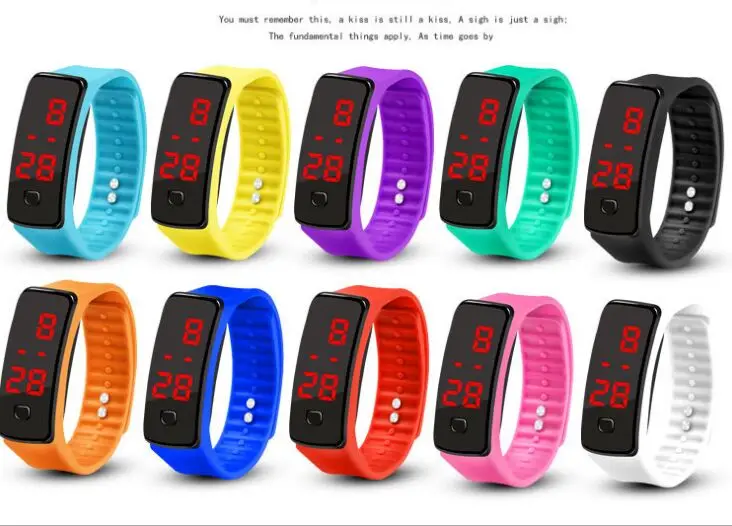 5 шт. спортивные часы мужские и женские детские резиновые ручные LED браслет