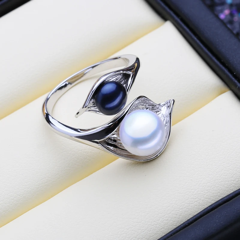 

FENASY Natural Pearl rings New Fashion 925 Sterling Silver Bohemian Leaf Party Rings For Women Engagement Ring