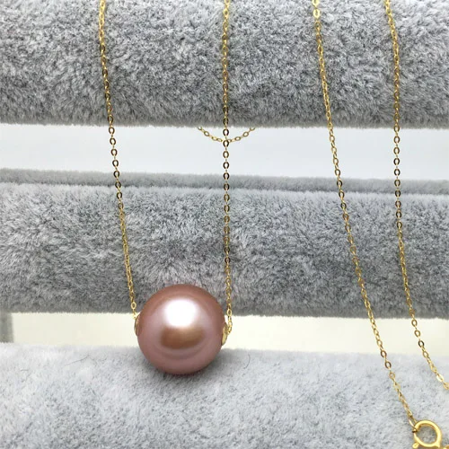 12MM Edison big natural pearl pendant single road pass necklace 18K gold clavicle chain | Украшения и аксессуары