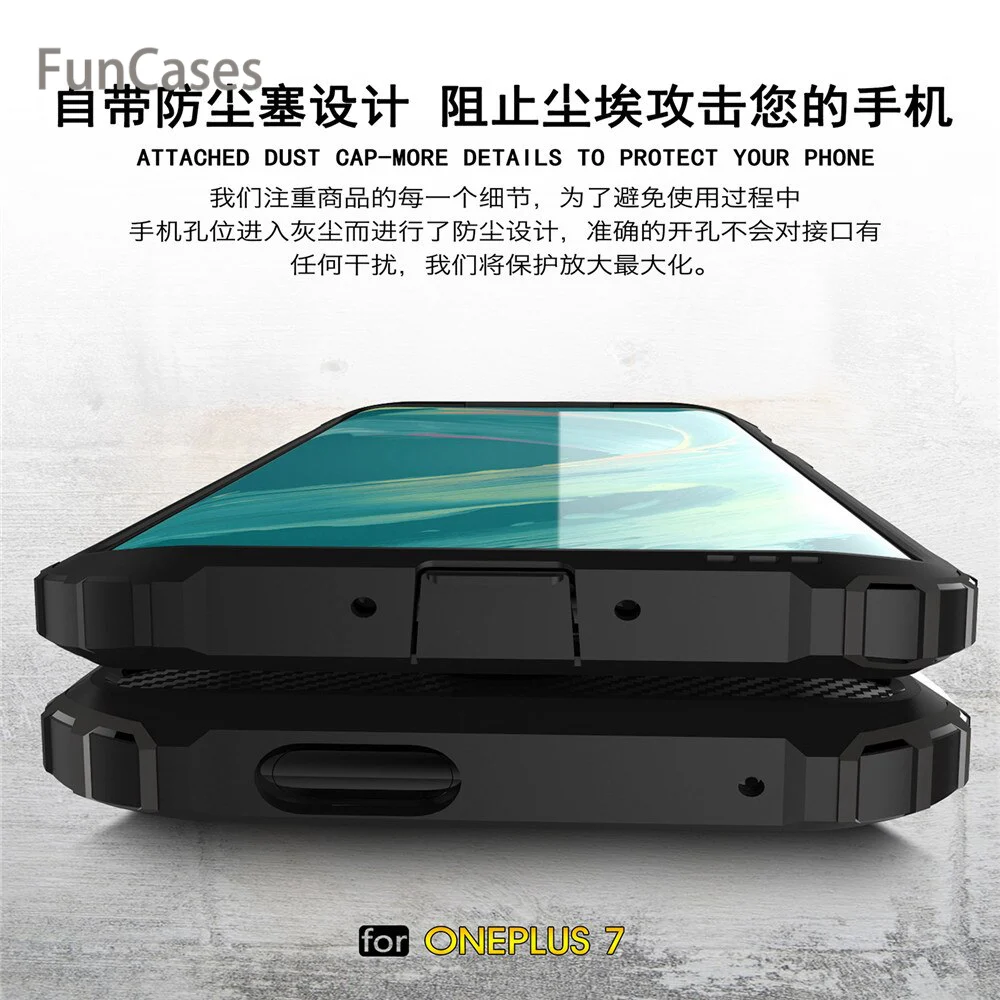 Для Oneplus 7 чехол Роскошный Жесткий Прочный Hybrid Броня силикон тонкий ТПУ плотный