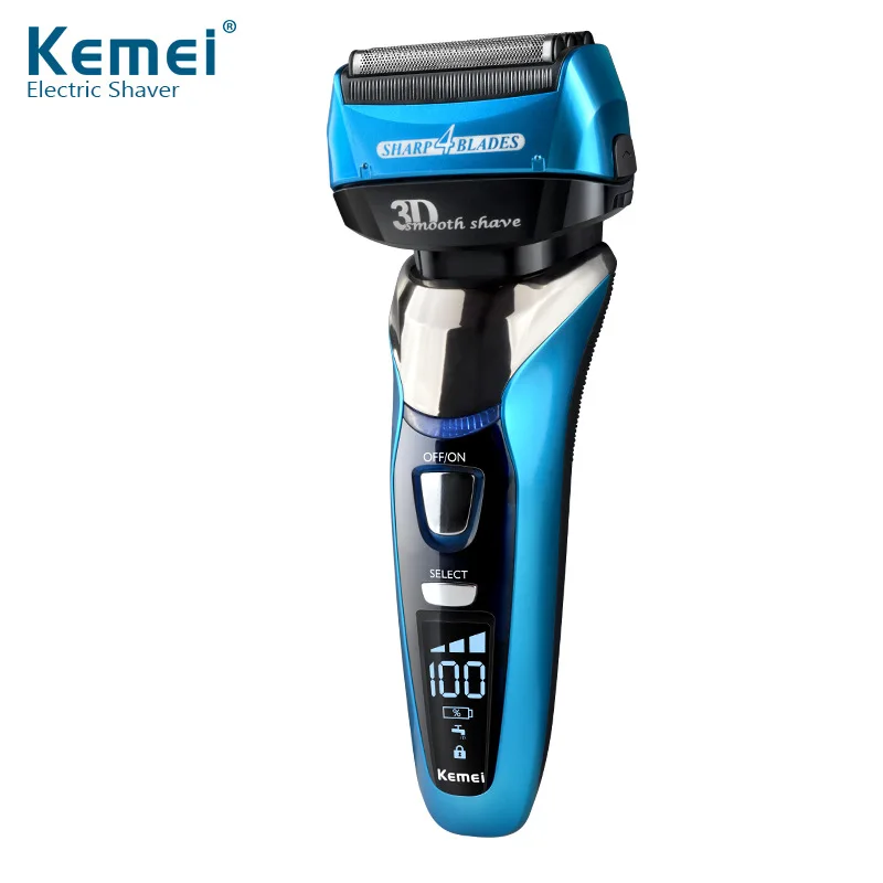 Kemei 3D плавающие четыре лезвия возвратно поступательная электробритва