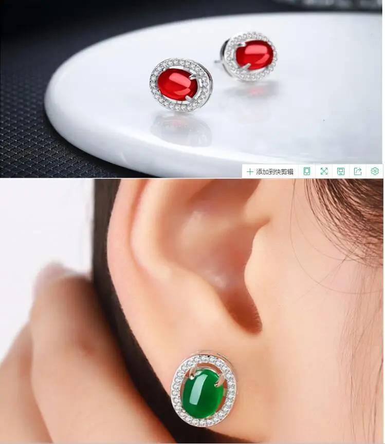 Женские серьги из красного агата сережки в Корейском стиле чистого серебра с