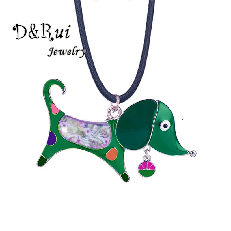 Cute Boys Girls Cartoon Dog Pendant Green Enamel Animal Rope Chain for Children Jewelry Alloy Metal Necklaces Necklace | Украшения и