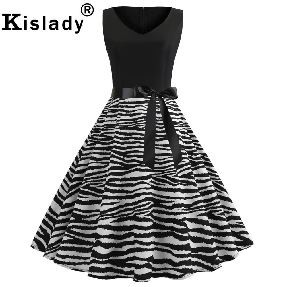 Летнее женское винтажное платье с v образным вырезом и цветочным принтом в