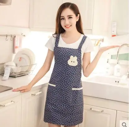 Cotton and linen anti-fouling apron kitchen oil-proof cooking belly waist Household simple adult sleeveless hanging neck gown |