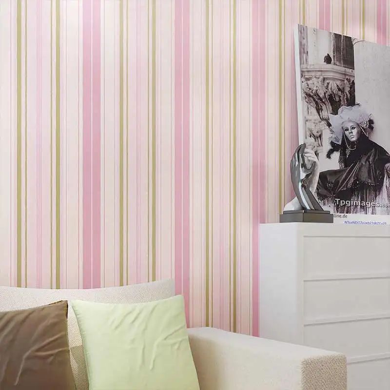 Средиземноморские синие розовые вертикальные полоски нетканые обои для