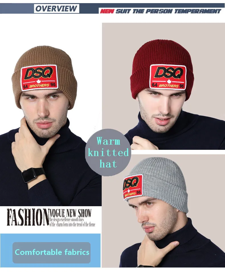 DSQICOND2 бренд Skullies шапочка Вышивка Лыжный Спорт Трикотажные Шапки прибытие Трикотажные DSQ зима Шапки Для мужчин Для женщин Канада капот Homme