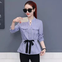office work wear women spring autumn style chiffon blouses shirts lady casual bow tie sashes long sleeve blusas tops dd1763