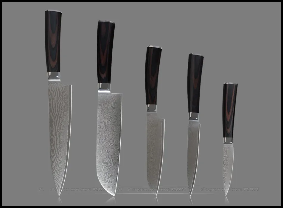 Японский V10 71 слойный дамасский Набор ножей 8 дюймов шеф повар 7 santoku 5 &quot5&quot