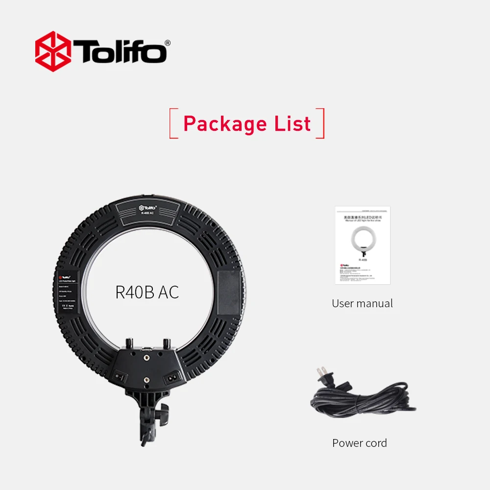 Двухцветный СВЕТОДИОДНЫЙ светильник Tolifo R40B AC 40 Вт для фотосъемки с регулируемой
