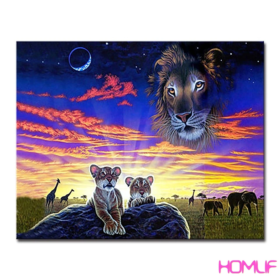 diamond embroidery sale Tiger African Prairie Animals painting stitch cross mosaic rhinestones pictures | Дом и сад