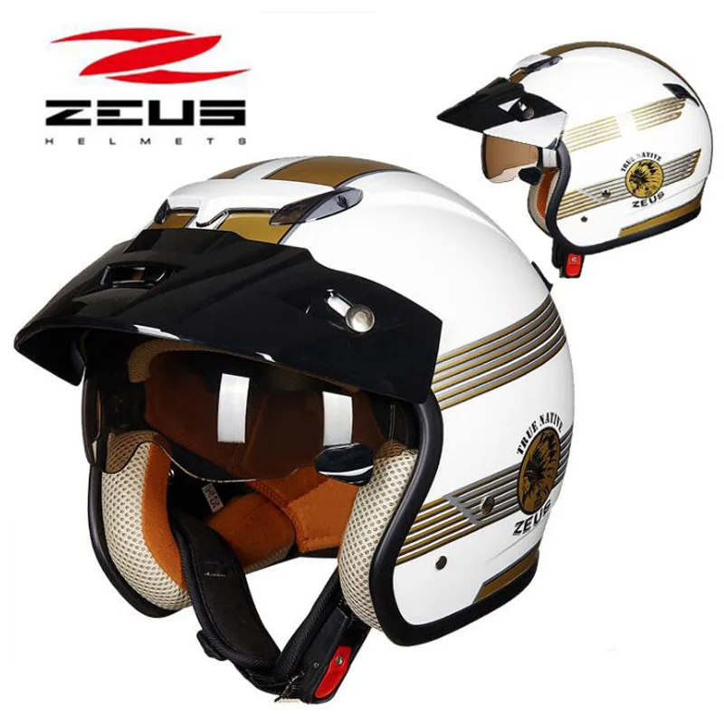 2019 Зимний новый защитный полулицевой мотоциклетный шлем ZEUS ZS 381c ABS Prince Ретро