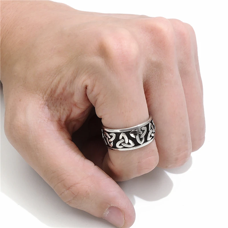 10mm Mens Womens Stainless Steel Ring Band Silver Black Celtic Knot jewelry Szie 7-13 | Украшения и аксессуары