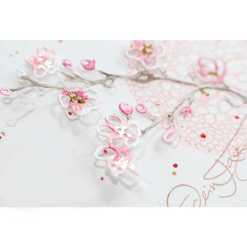 Ветка цветущего вишни новинка 2019 металлические Вырубные штампы Diecut для