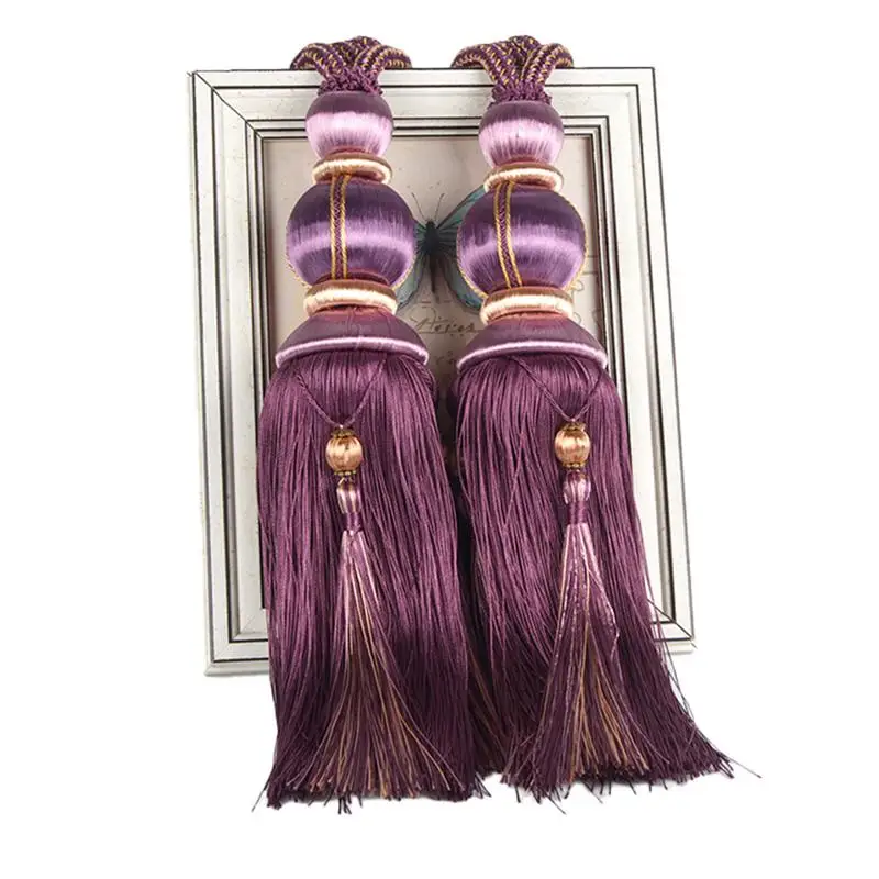 Purple 1 пара веревки для штор подхваты для штор Висячие кисточки подхваты для штор аксессуары жемчуг шар бисером висячий шар 40 - Цвет: Purple
