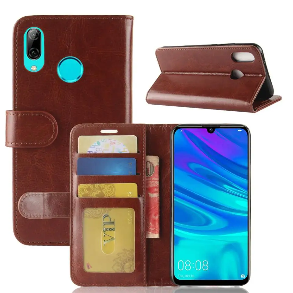 Чехол для Huawei Y7 Y6 Y6Pro (2019) Роскошный деловой кожаный флип-чехол кошелек с