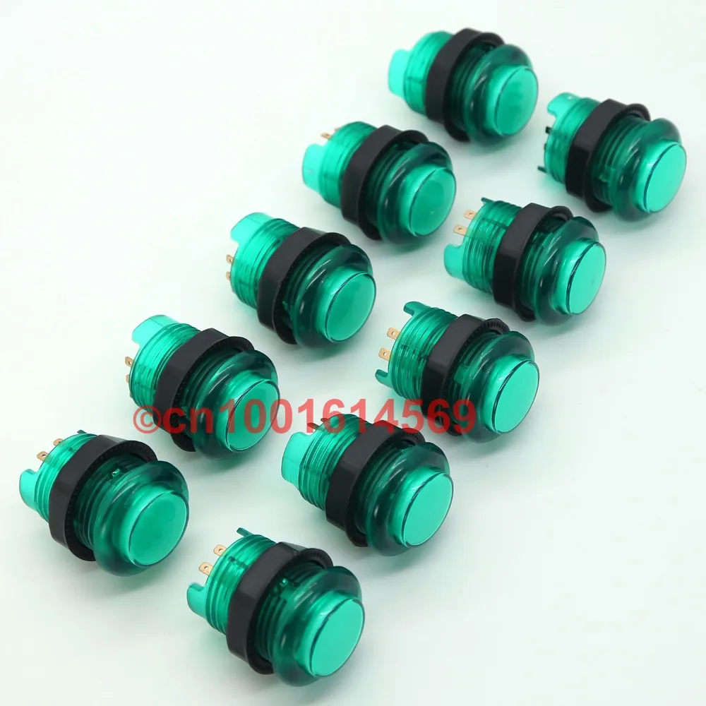 

Free Shipping ! 10pcs 5V 30mm LED Illuminated Arcade Push Button with Build-in Microswitch To Coin Operator Cabinet Game- Green
