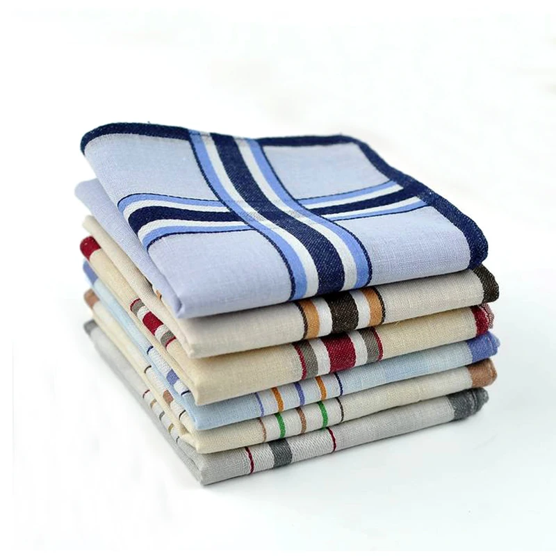 12pcs/lot striped plaid men Wedding handkerchief cotton Fabric Hanky festival party handkerchiefs Christmas male Pocket Square | Аксессуары