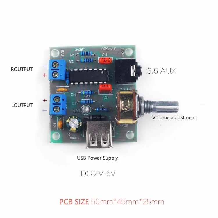 USB мини Усилитель мощности доска 5В блок питания 5 Вт двухканальный высокой точности готовой платы