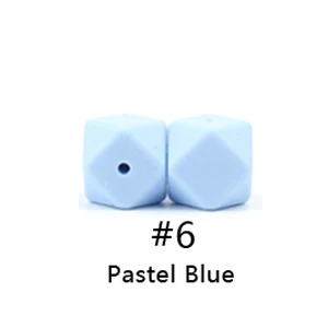 6 Woel Well 50pcs Hexagon Silicone Beads 17mm Polygon Baby Teething Beads Food-Grade Baby Silicone Dentition For Necklace Making - Цвет: 6