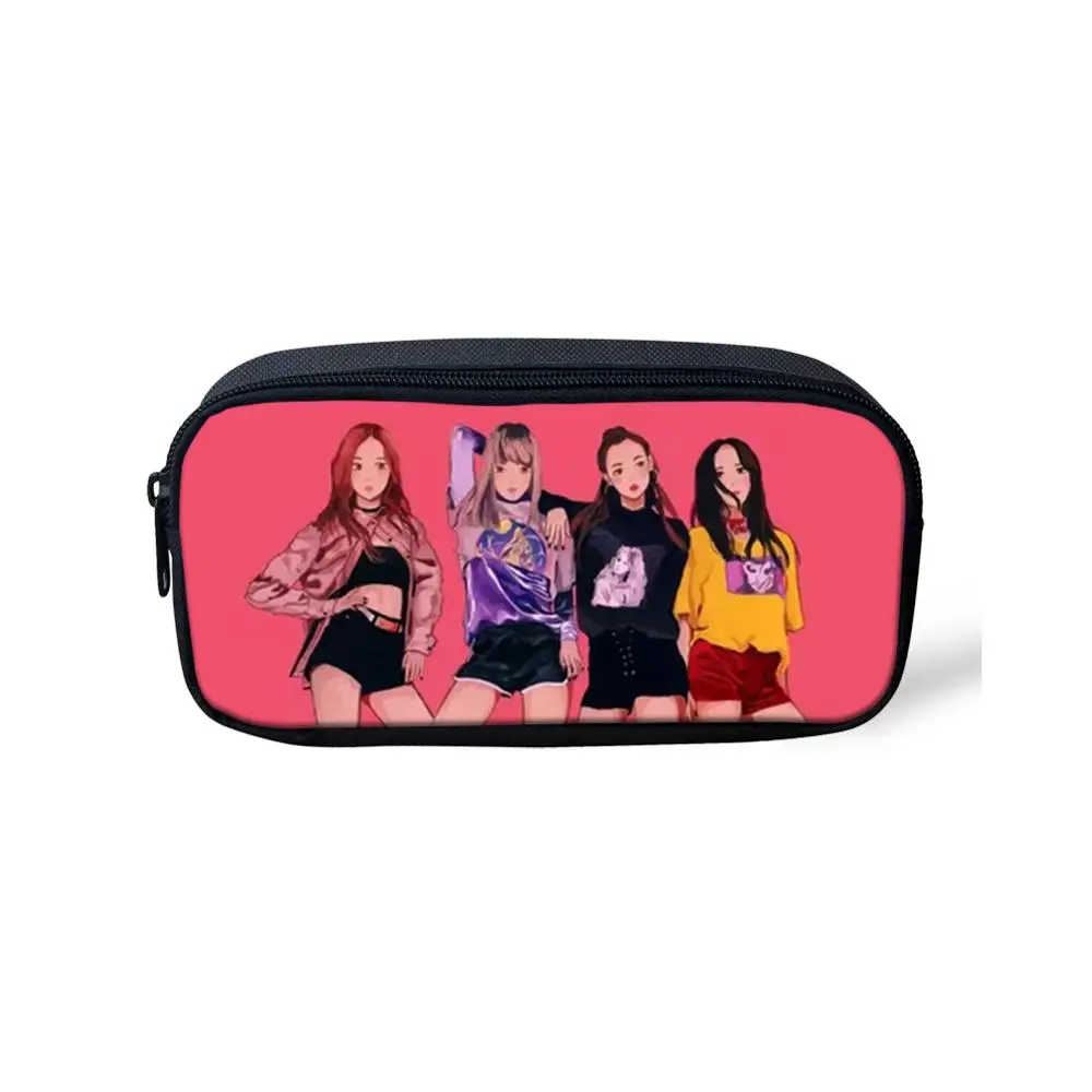 Thikin Blackpink KPop Повседневная сумка-карандаш для ручек, ручка для девочек, чехол для студенческого макияжа, сумки для хранения ручек, кошельки для детей