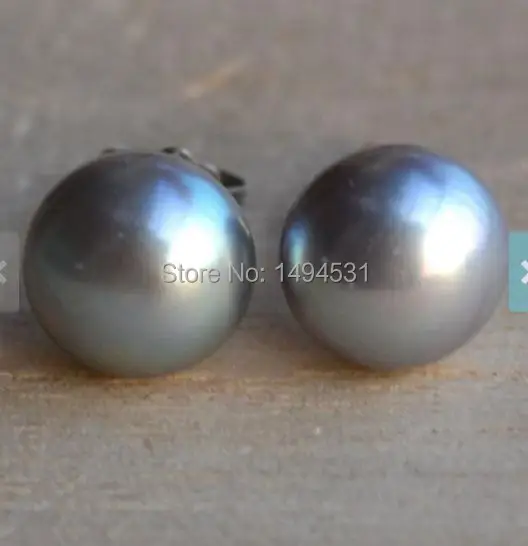 Wholesale Pearl Jewelry AAA 8MM Natural Freshwater Earrings Gray Color Stud Earring Sterling Silvers Post Jewelry. | Украшения и