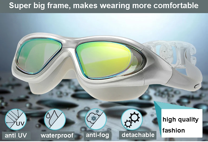 

Luxury man woman Unisex coating mirrored adult Water anti fog,anti UV,Waterproof Goggles Swimming Glasses free ship B42004