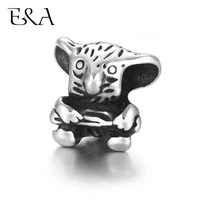 stainless steel beads sloth european bead 5mm hole blacken animal charms for making bracelet diy jewelry components