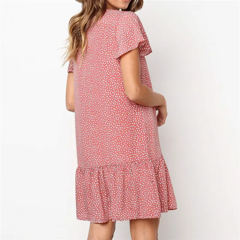 Женское платье на пуговицах Water Droplets повседневное пляжное мини-платье из шифона с