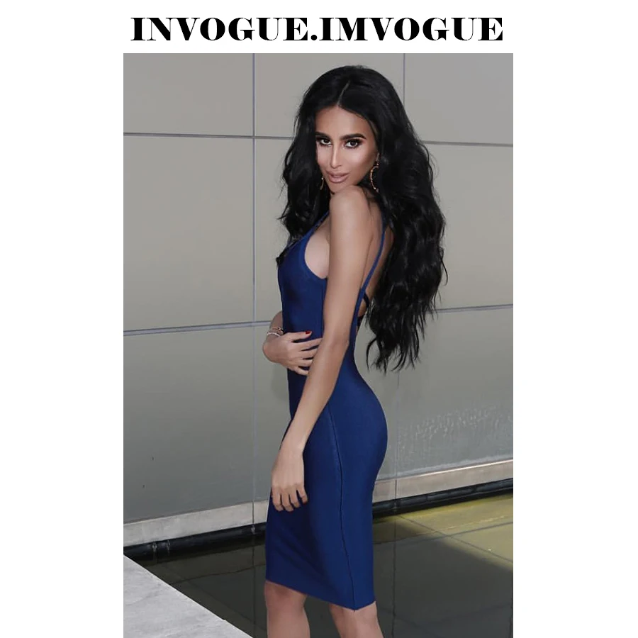 INVOGUE. IMVOGUE Новое поступление однотонное сексуальное платье до колена с v-образным
