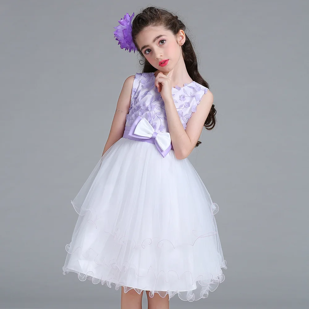 Платье принцессы с цветочным узором для девочек детская одежда праздничные