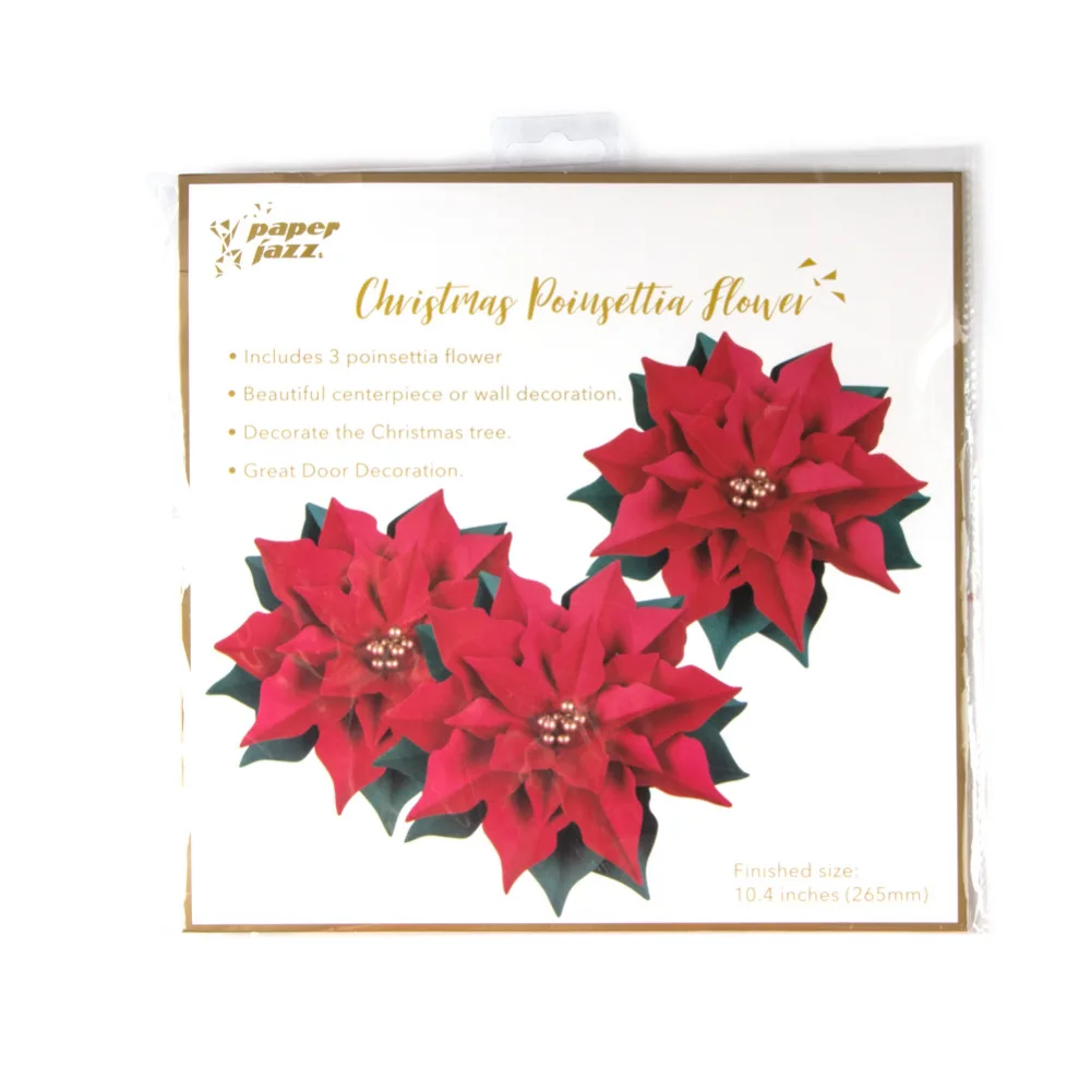 3 шт 3D Рождественские Poinsettia цветы бумага Рождественская елка украшения стол
