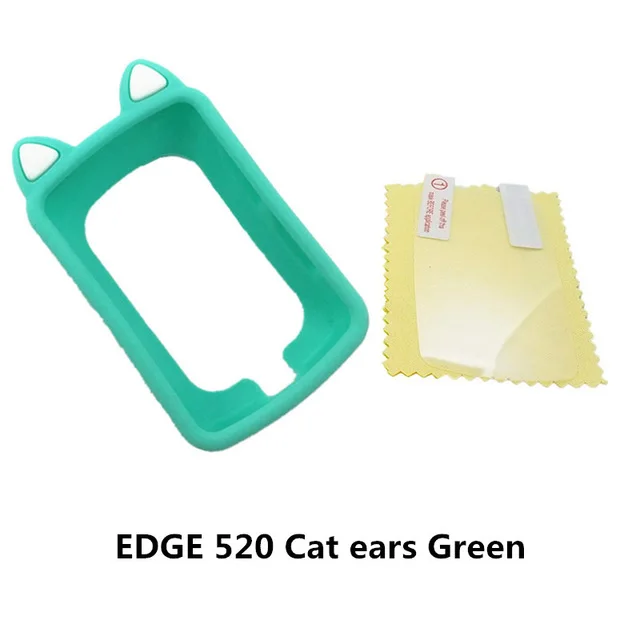 E520 Cat ears Green Универсальный гелевый Чехол для велосипеда и защитная пленка для экрана для Garmin Edge 520 компьютер gps качественный чехол для edge520 мультяшный умный Cas - Цвет: E520 Cat ears Green