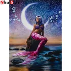 Картина из страз квадратной формы, пейзаж, Декор для дома, Алмазная мозаика 5D, картина для Стразы XY1, вышивка стразами, Русалка