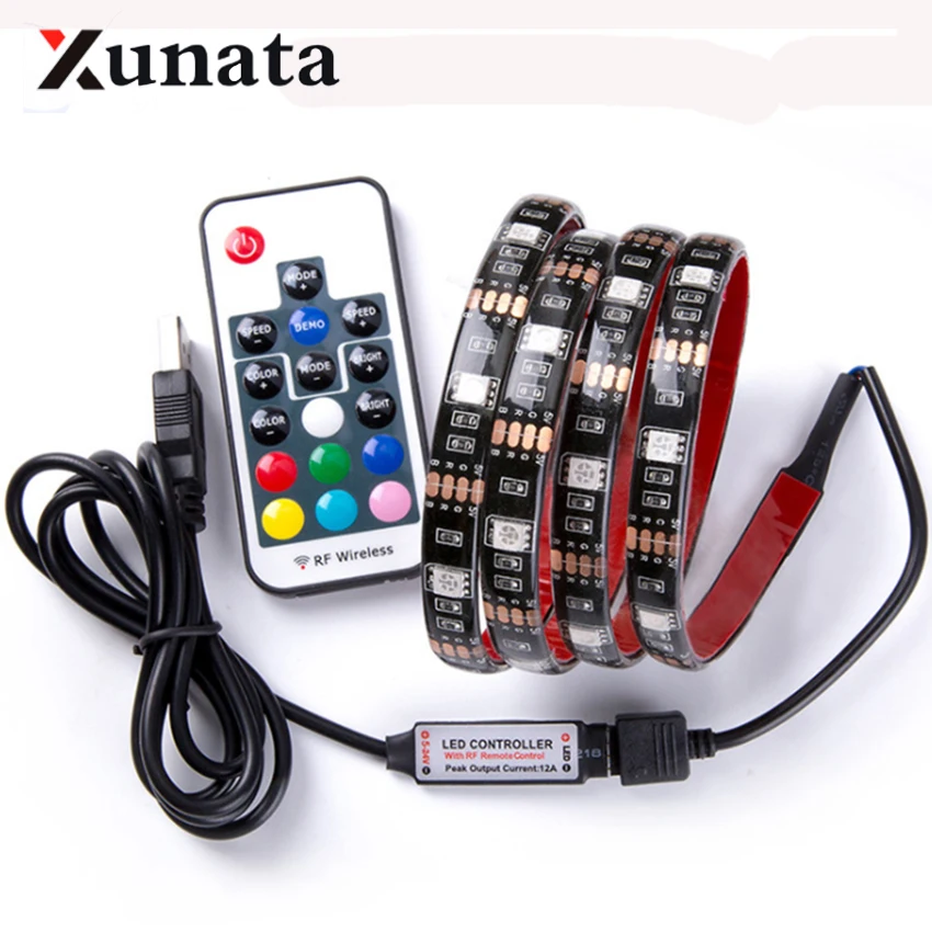 5050 RGB USB Светодиодная лента для телевизора набор освещения с 17Key RF контроллером 1
