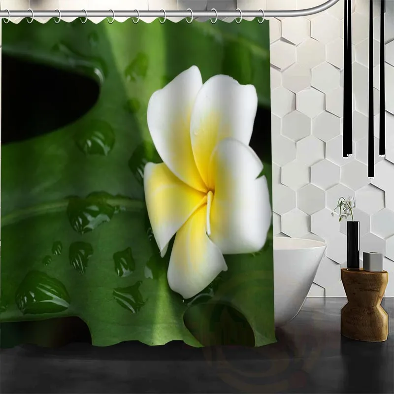 Лучшая Красивая занавеска для душа Плюмерия на заказ ванной водонепроницаемая