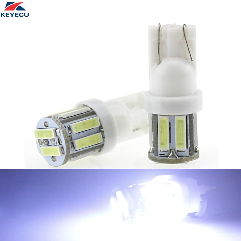 

KEYECU 2PCS Bright White T10/W5W/194/168 5630 6SMD Canbus Error Free Car LED Light Bulb With Lens for Side Reserve Parking Ligh