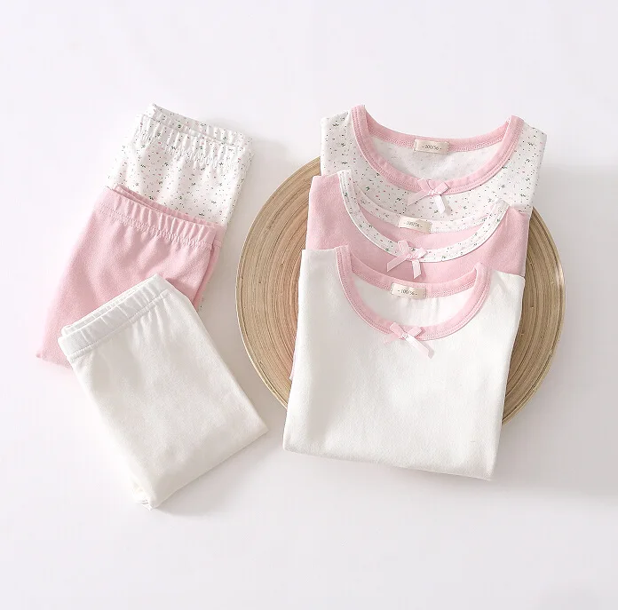 2017 Детские комплекты одежды длинные кальсоны хлопковая Милая Детская домашняя