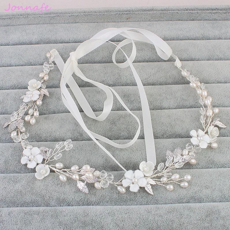 Jonnafe пресноводный жемчуг свадебные Виноградная лоза украшение для волос золотой