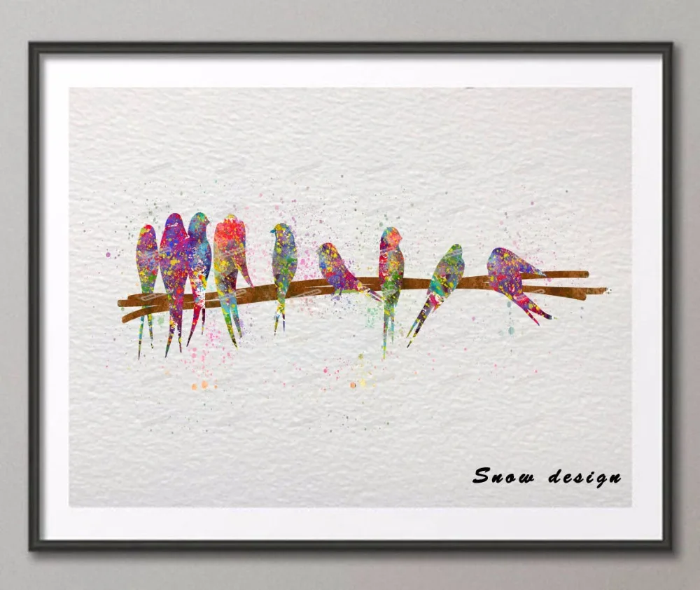 Птицы на проволоке Rikivity Холст Картина Настенная Художественная печать постер