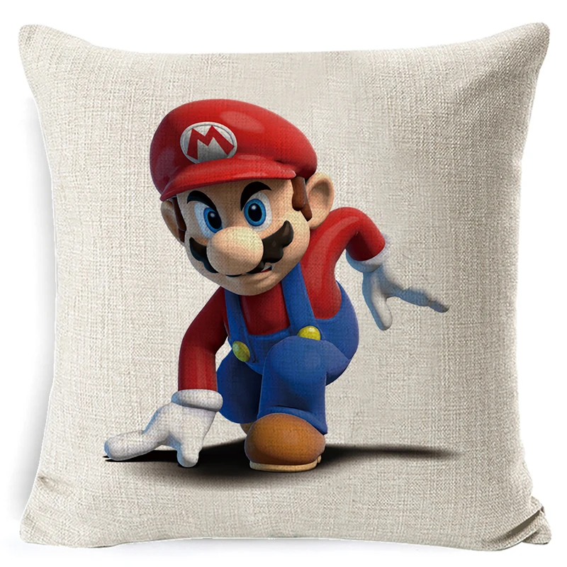 

Fokusent Covers Super Mario Cushion Creative Cotton Linen Pillowcase Hotel Throw Pillow case Almofada Cojine Mario 2020 New