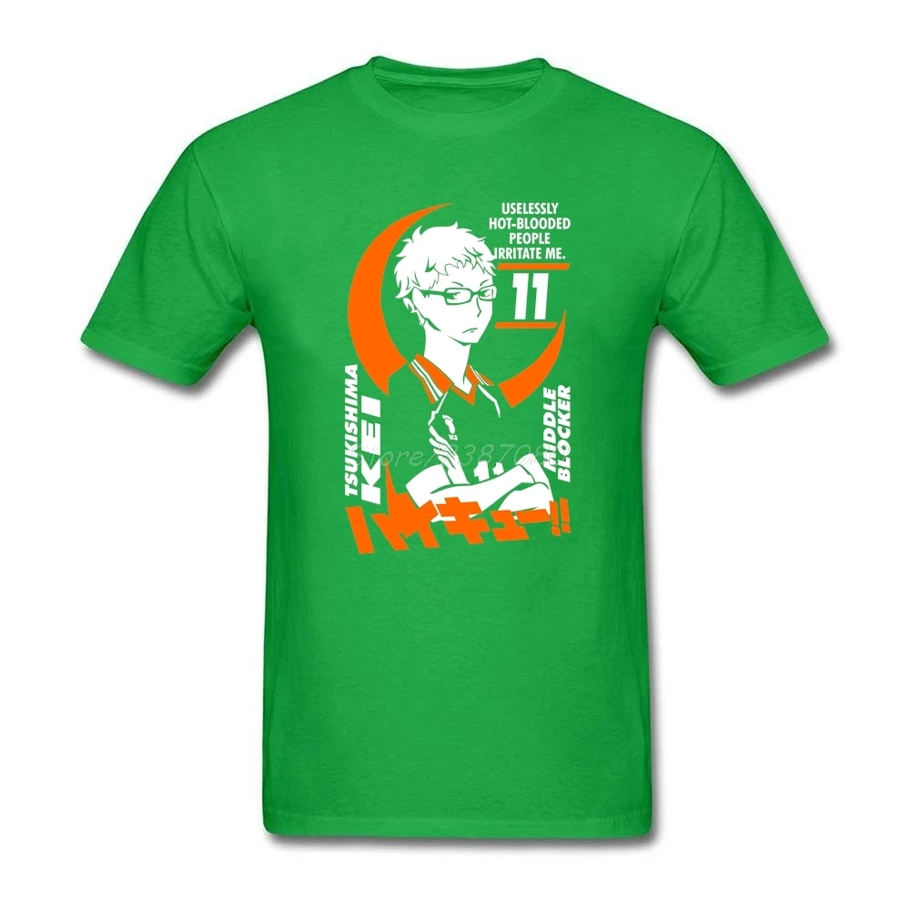 Футболка Tsukishima Kei Haikyuu Мужская футболка с коротким рукавом поп-команда 3XL забавные