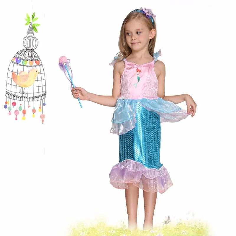 Карнавальный костюм на Хэллоуин и Рождество для детей Нарядное платье Русалочки