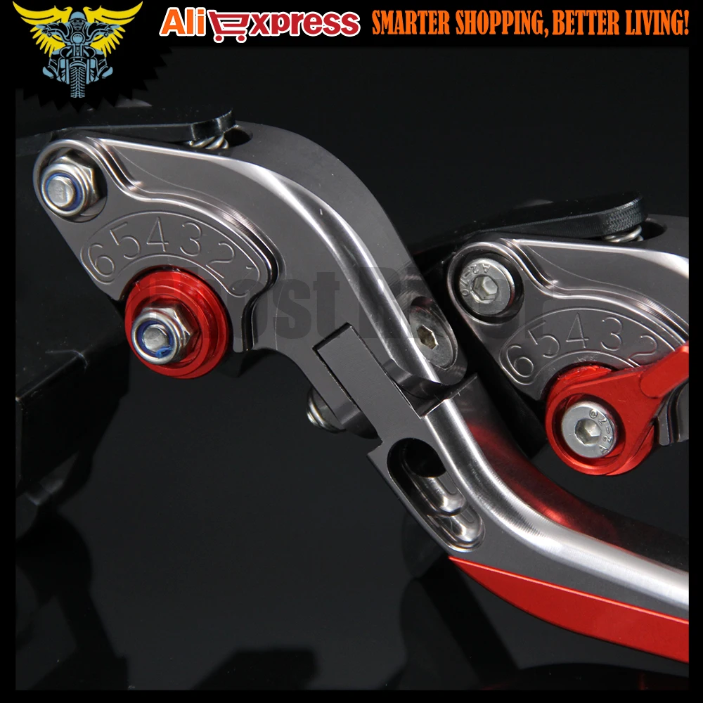 

2017 New With Logo Red&Titanium CNC Adjustable Folding Extendable Motorcycle Brake Clutch Levers For Ducati SUPERSPORT S 2017