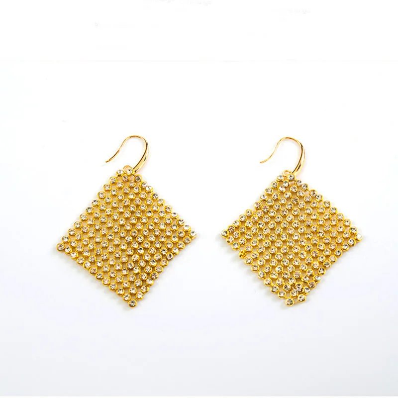 Полный Кристалл квадратный платок складной женские висячие серьги|womens dangle