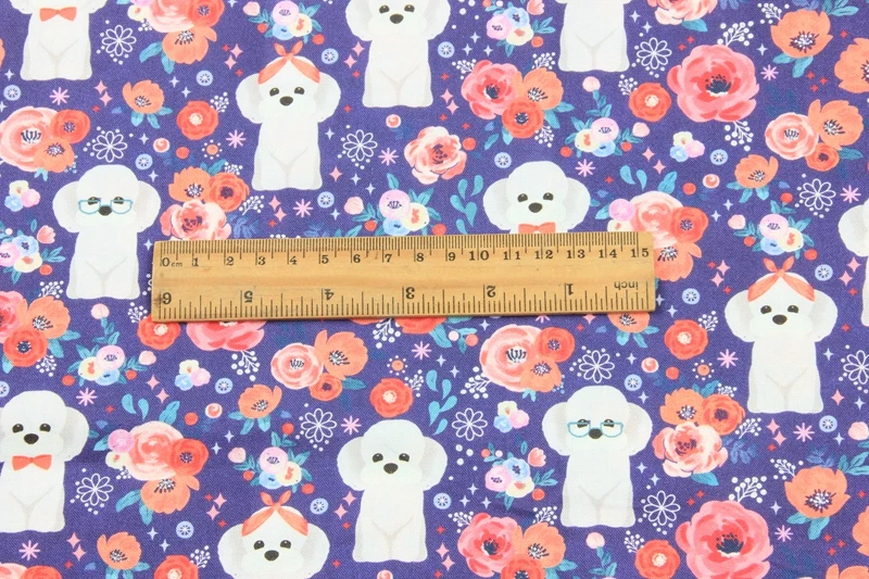 Полуярд импорт простая хлопковая ткань ручной работы DIY Одежда детская одежда розовый, мультфильм собака панда олень Слон Печать
